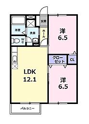 ウエストコート船江山 2LDKの間取図画像