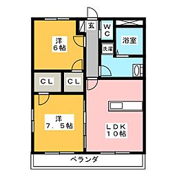 レステヴィラ 2LDKの間取図画像