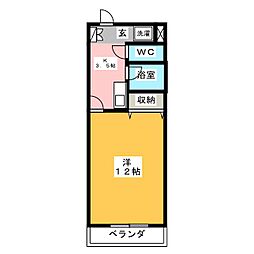 ハーモニー玉城 1Kの間取図画像