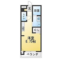 ルシミエントB ワンルームの間取図画像