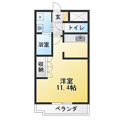 グランディール 1Kの間取図画像