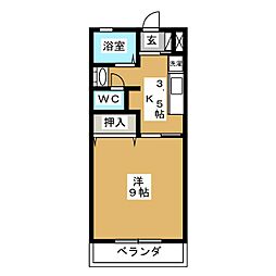 青山ハイツ 1Kの間取図画像