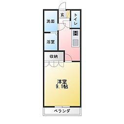 ラポール和田 1Kの間取図画像