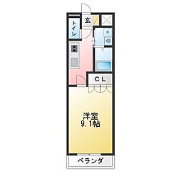 M・メゾン 1Kの間取図画像