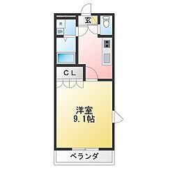 ウエルハウス2 1Kの間取図画像