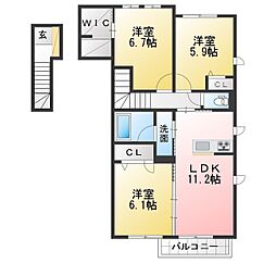 マロングースB 3LDKの間取図画像