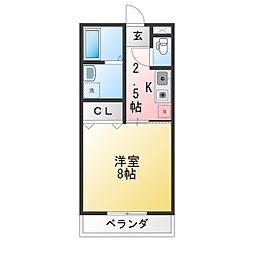 フラワーアイランド3 1Kの間取図画像