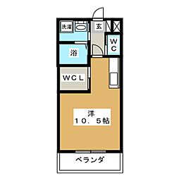 フラワーパーク ワンルームの間取図画像