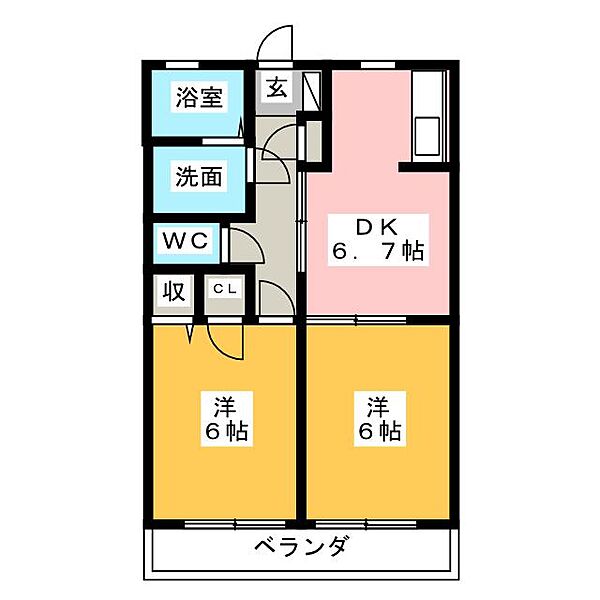 コンフォール　シャンブルＢ ｜三重県松阪市川井町(賃貸アパート2DK・2階・44.33㎡)の写真 その2