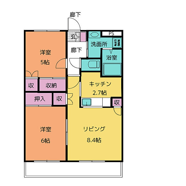 メゾン・グランディア ｜三重県松阪市塚本町(賃貸マンション2LDK・1階・51.66㎡)の写真 その2