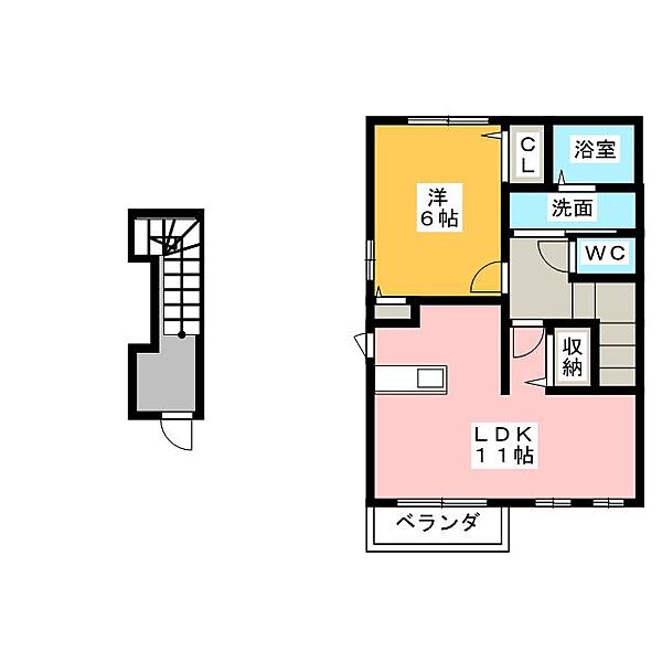 ルミナーレＢ ｜三重県松阪市大津町(賃貸アパート1LDK・2階・46.09㎡)の写真 その2