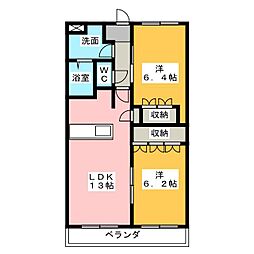 フルスパッセンＣ 2階2LDKの間取り