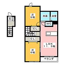 クラージュＤ  ｜ 三重県松阪市中林町（賃貸アパート2LDK・2階・56.19㎡） その2