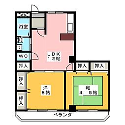 MO−VII 4階2LDKの間取り