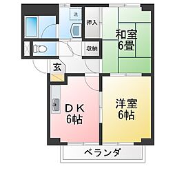 サープラス・ツームラタA 2DKの間取図画像