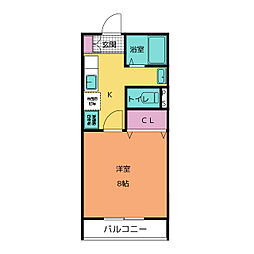 MAJESTIC 松阪 1st 2階1Kの間取り