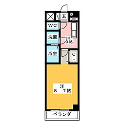 メイプル利平治アネックス 5階1Kの間取り