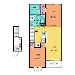 サクラーレ Ｂ 2階2LDKの間取り