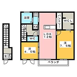 クレール東松阪2 2LDKの間取図画像