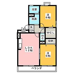 ロイヤルガーデンB 2LDKの間取図画像