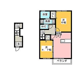 エムオー・ファイブA 2LDKの間取図画像