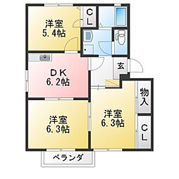 フォーレス銀A 3DKの間取図画像