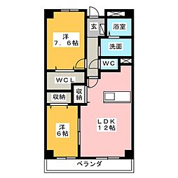 ヴェルハイム 2LDKの間取図画像
