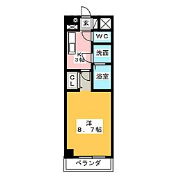 Maple利平治AnneX 1Kの間取図画像