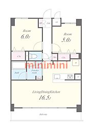 ネオコート上土室 2LDKの間取図画像