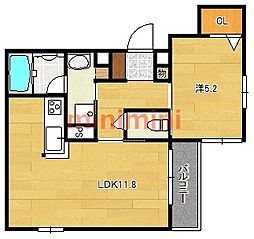 フェニックス東中条2 1LDKの間取図画像