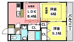 シャーメゾンわかば 2LDKの間取図画像