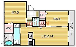 ベレオ城南 2LDKの間取図画像