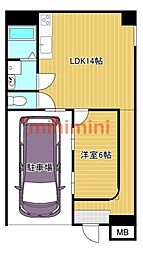 サンガーデン茨木 1LDKの間取図画像