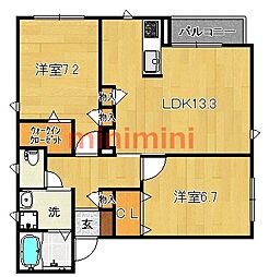 フロントフィールド上穂積 2LDKの間取図画像
