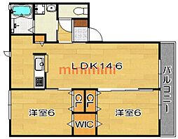 グランハイム高槻1 2LDKの間取図画像