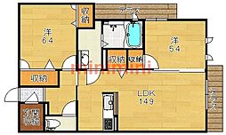 アルビレオ春日 2LDKの間取図画像