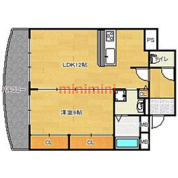 キャニスコート上新庄 1LDKの間取図画像