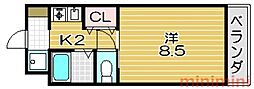 シティ・コム高槻 1Kの間取図画像