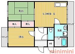 シャルム岡本 2LDKの間取図画像