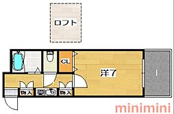 プラチナム登美の里 1Kの間取図画像