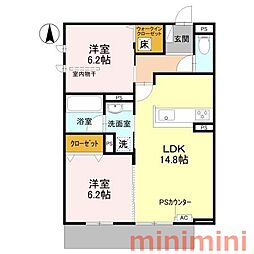 パークサイドファーム 2LDKの間取図画像