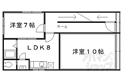 北山ビル 2DKの間取図画像
