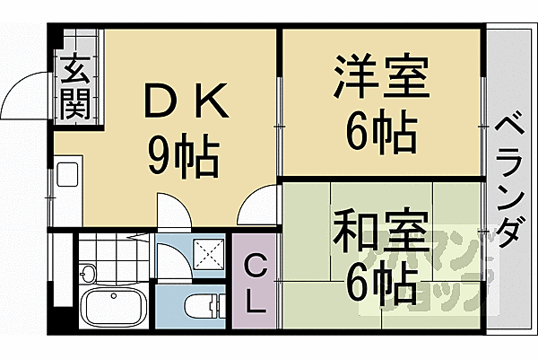 京都府京都市左京区上高野薩田町(賃貸マンション2DK・2階・41.76㎡)の写真 その2