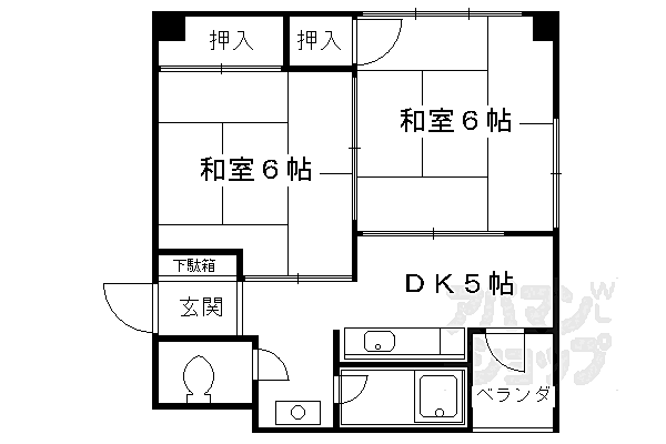 アミューズ北山 301｜京都府京都市北区鷹峯上ノ町(賃貸マンション2DK・3階・35.43㎡)の写真 その2