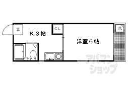 叡山電鉄叡山本線 茶山・京都芸術大学駅 徒歩1分の賃貸マンション 2階1Kの間取り