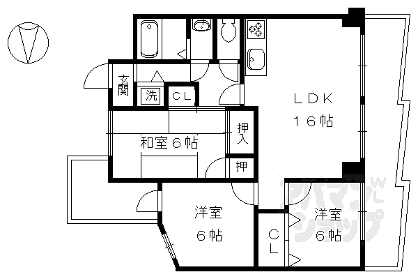 アクエルド金閣寺 303｜京都府京都市北区衣笠御所ノ内町(賃貸マンション3LDK・3階・75.92㎡)の写真 その2