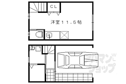 下鴨ゼファー松ヶ崎桜木町 1階ワンルームの間取り