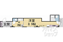 JR山陰本線 円町駅 徒歩12分の賃貸マンション 3階1Kの間取り