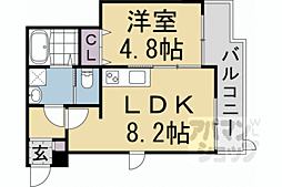 京福電気鉄道北野線 等持院・立命館大学衣笠キャンパス前駅 徒歩3分の賃貸アパート 1階1LDKの間取り