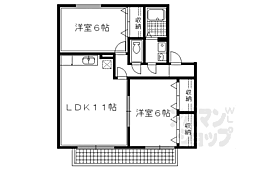 叡山電鉄鞍馬線 岩倉駅 徒歩25分の賃貸アパート 2階2LDKの間取り